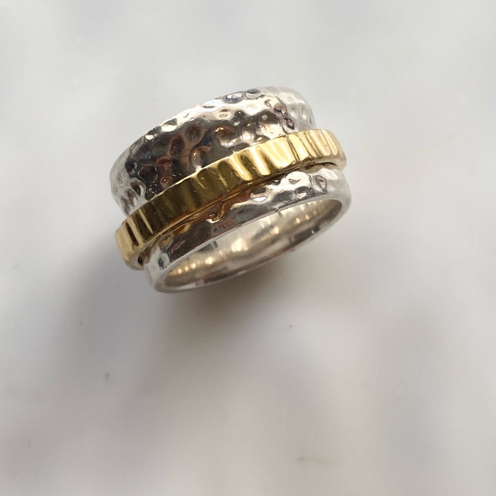 Silpada Silver and Gold Hammered Spin Ring
. R1477 one size 10 - Picture 6 of 7